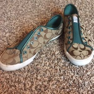 Coach dark green and brown shoes